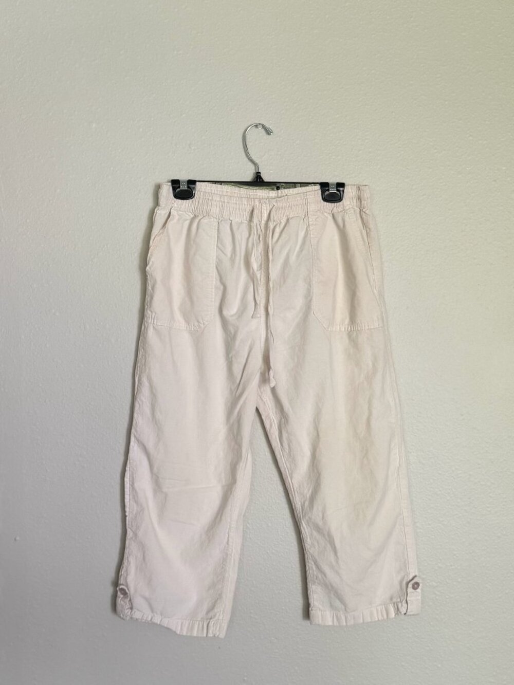 Vintage 90s Regton USA Cream Cotton Capri Pants Size M Utility Cargo Sailcloth